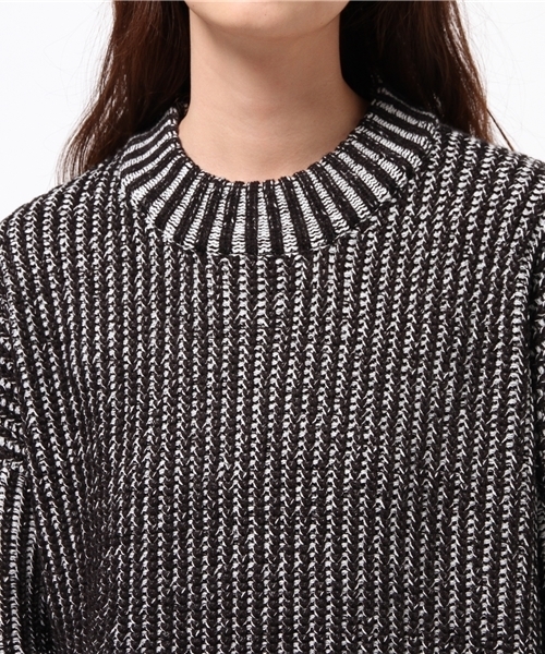 VENCEEXCHANGE（ヴァンスエクスチェンジ）の「畦ハイネックワンピース     （ワンピース・レディース・ネイビー/オフホワイト/ブラック・MEDIUM）」の7枚目の写真