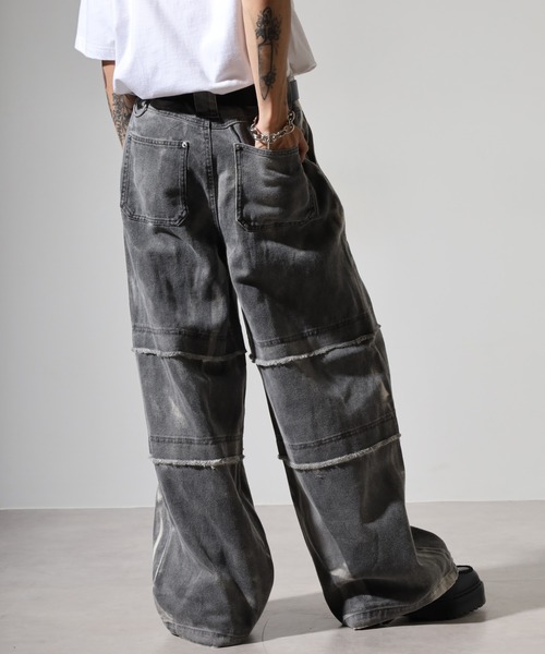 RE730(アールイーセブンサーティー)の「スプレー汚しワイドカーゴパンツ(デニムパンツ・メンズ・ホワイト・XL/M/L)」の5枚目の写真