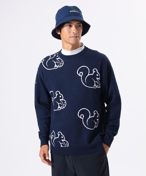 【ビームスゴルフ】格子柄総柄デザイン ロゴマーク ゴルフニットセーターL 82150037647_D_8.jpg