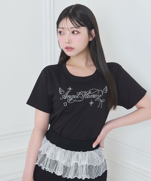 Honey Cinnamon(ハニーシナモン)の「AngelストーンTシャツ(Tシャツ/カットソー・レディース・ホワイト/ブラック・FREE)」の3枚目の写真
