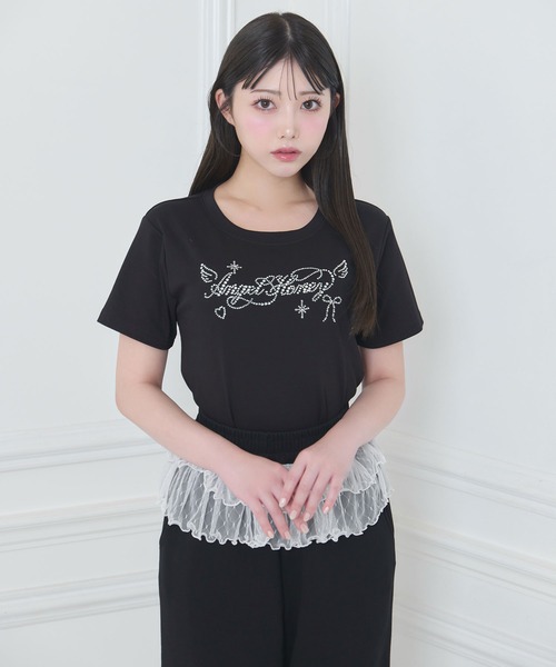 Honey Cinnamon(ハニーシナモン)の「AngelストーンTシャツ(Tシャツ/カットソー・レディース・ホワイト/ブラック・FREE)」の4枚目の写真