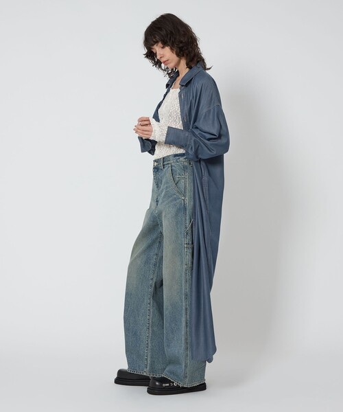 K ASTRAET アストラット デニムワンピース ASTRAET>デニムライク リボン シャツワンピース(ワンピース
