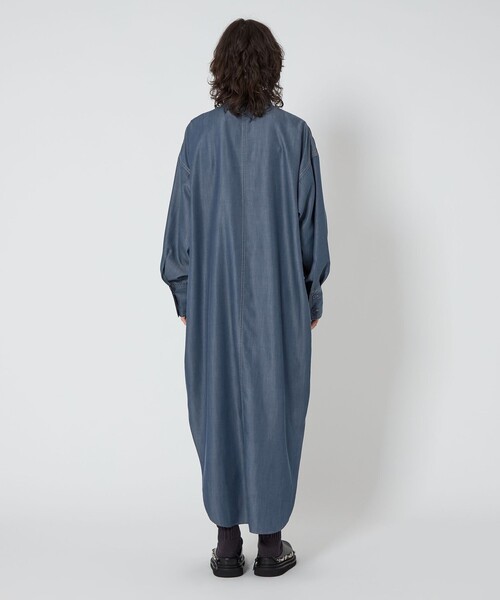 ASTRAET＞デニムライク リボン シャツワンピース（ワンピース