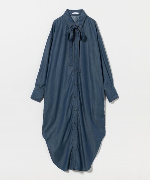 セール】＜ASTRAET＞デニムライク リボン シャツワンピース