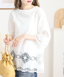 Rename（リネーム）の「Rename 花刺繍7分袖プルオーバー（Tシャツ/カットソー）」