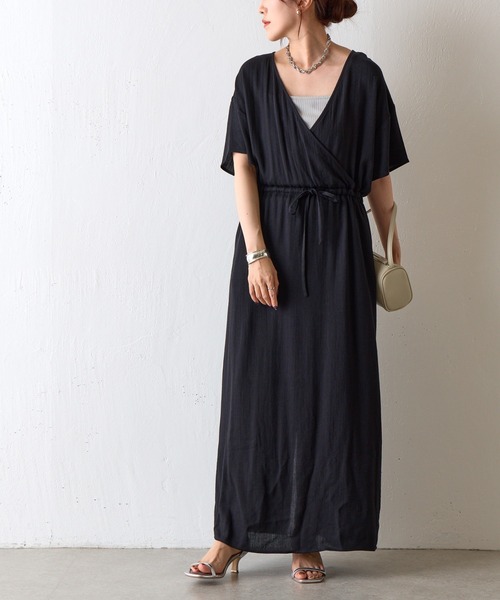 COLONY 2139（コロニートゥーワンスリーナイン）の「リネンライクカシュクールワンピース（ワンピース・レディース・ベージュ/ブラウン/ブラック・FREE）」の2枚目の写真