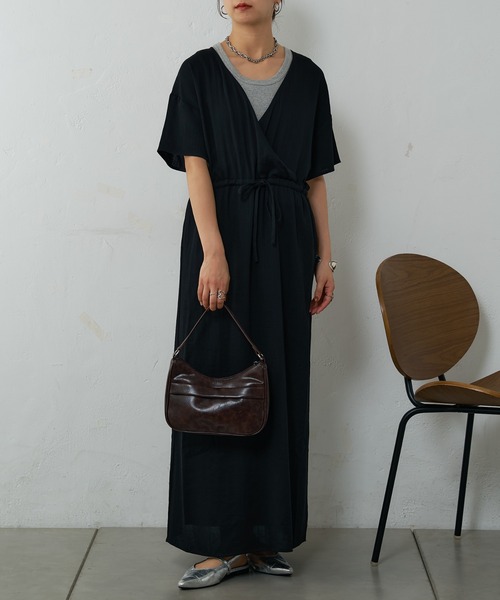 COLONY 2139（コロニートゥーワンスリーナイン）の「リネンライクカシュクールワンピース（ワンピース・レディース・ベージュ/ブラウン/ブラック・FREE）」の4枚目の写真