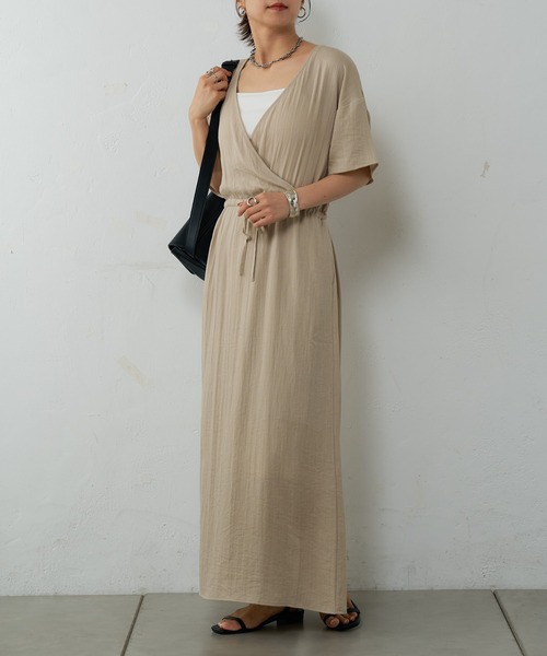COLONY 2139（コロニートゥーワンスリーナイン）の「リネンライクカシュクールワンピース（ワンピース・レディース・ベージュ/ブラウン/ブラック・FREE）」の13枚目の写真