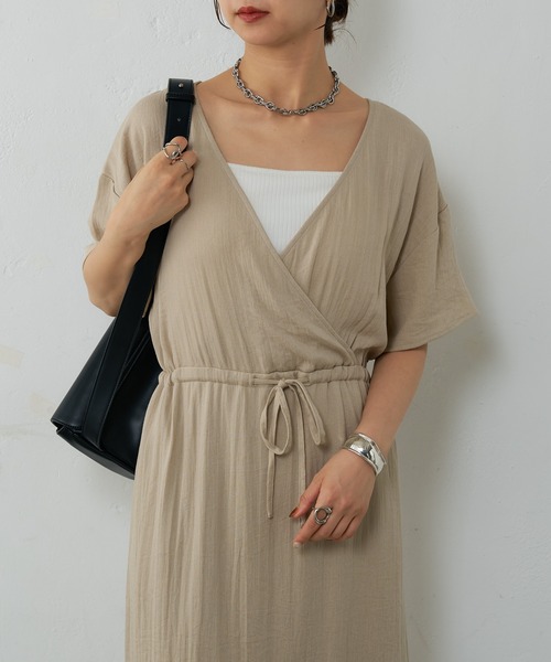 COLONY 2139（コロニートゥーワンスリーナイン）の「リネンライクカシュクールワンピース（ワンピース・レディース・ベージュ/ブラウン/ブラック・FREE）」の14枚目の写真