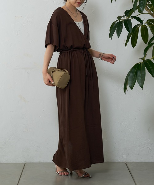 COLONY 2139（コロニートゥーワンスリーナイン）の「リネンライクカシュクールワンピース（ワンピース・レディース・ベージュ/ブラウン/ブラック・FREE）」の6枚目の写真