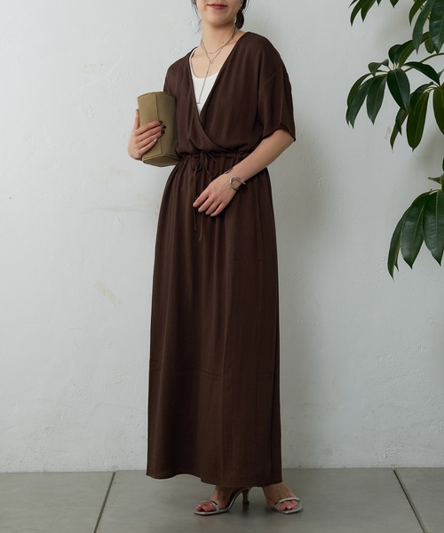 COLONY 2139（コロニートゥーワンスリーナイン）の「リネンライクカシュクールワンピース（ワンピース・レディース・ベージュ/ブラウン/ブラック・FREE）」の7枚目の写真