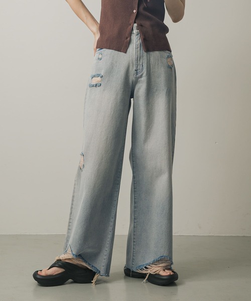 セール】ダメージストレートデニム（デニムパンツ）｜SENSE OF PLACE