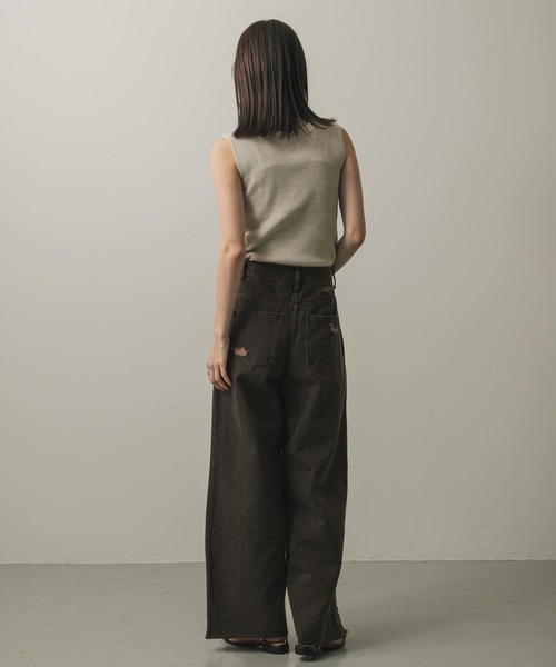 SENSE OF PLACE by URBAN RESEARCH（センスオブプレイスバイアーバンリサーチ）の「ダメージストレートデニム（デニムパンツ・レディース・ライトインディゴブルー/ブラウン・MEDIUM/SMALL）」の14枚目の写真