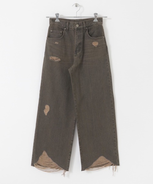 SENSE OF PLACE by URBAN RESEARCH（センスオブプレイスバイアーバンリサーチ）の「ダメージストレートデニム（デニムパンツ・レディース・ライトインディゴブルー/ブラウン・MEDIUM/SMALL）」の16枚目の写真