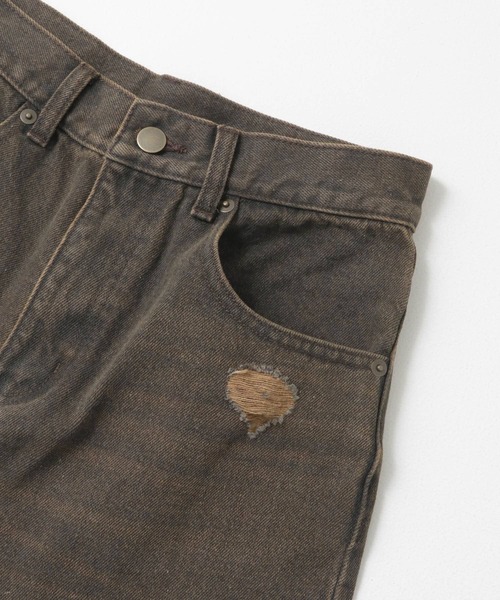 SENSE OF PLACE by URBAN RESEARCH（センスオブプレイスバイアーバンリサーチ）の「ダメージストレートデニム（デニムパンツ・レディース・ライトインディゴブルー/ブラウン・MEDIUM/SMALL）」の18枚目の写真