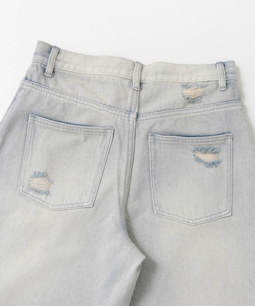 SENSE OF PLACE by URBAN RESEARCH（センスオブプレイスバイアーバンリサーチ）の「ダメージストレートデニム（デニムパンツ・レディース・ライトインディゴブルー/ブラウン・MEDIUM/SMALL）」の21枚目の写真