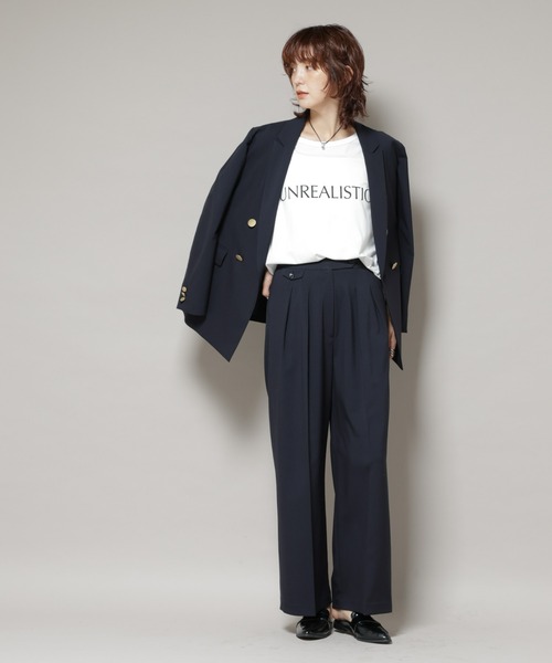ナノユニバース　セットアップ　ネイビー　テーラードジャケット　テーパードパンツ ドライウェザーストレッチダブルジャケット(セットアップ可