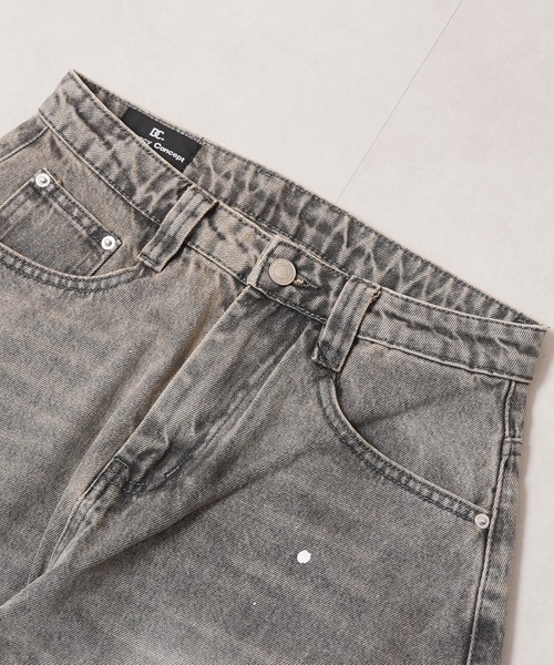 1111clothing（ワンフォークロージング）の「ペインティング バレルレッグ ジーンズ / Painting Barrel Leg Jeans（デニムパンツ・メンズ・グレー・L/M/S/XL）」の10枚目の写真