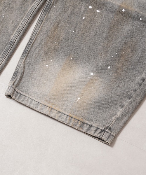 1111clothing（ワンフォークロージング）の「ペインティング バレルレッグ ジーンズ / Painting Barrel Leg Jeans（デニムパンツ・メンズ・グレー・L/M/S/XL）」の5枚目の写真