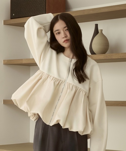 ※終了間近moitytto バルーンフリルスウェットブルゾン バルーンフリルスウェットブルゾン（ブルゾン）｜moi tytto