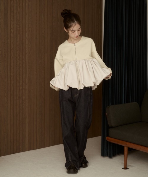 バルーンフリルスウェットブルゾン（ブルゾン）｜moi tytto