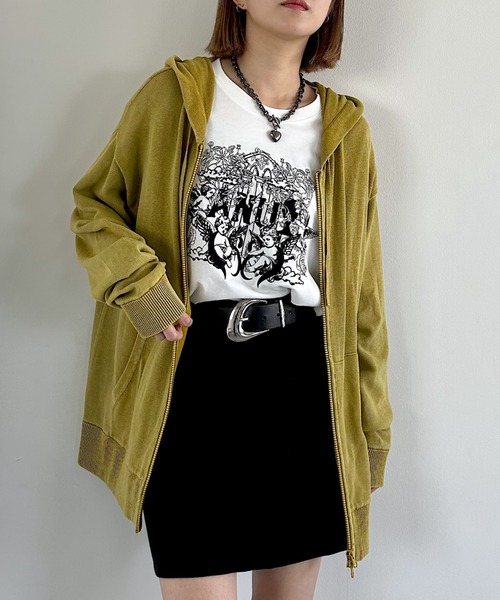 PAGEBOY(ページボーイ)の「ヴィンテージニットZIPパーカー/フーディ(パーカー・レディース・マスタード/チャコールグレー/オフホワイト・FREE)」の6枚目の写真