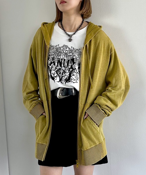 PAGEBOY(ページボーイ)の「ヴィンテージニットZIPパーカー/フーディ(パーカー・レディース・マスタード/チャコールグレー/オフホワイト・FREE)」の7枚目の写真