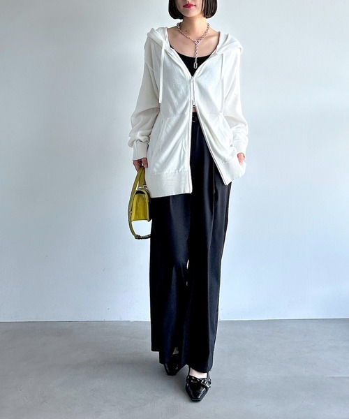 PAGEBOY(ページボーイ)の「ヴィンテージニットZIPパーカー/フーディ(パーカー・レディース・マスタード/チャコールグレー/オフホワイト・FREE)」の13枚目の写真