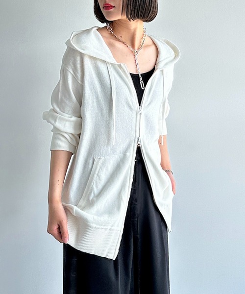 PAGEBOY(ページボーイ)の「ヴィンテージニットZIPパーカー/フーディ(パーカー・レディース・マスタード/チャコールグレー/オフホワイト・FREE)」の16枚目の写真