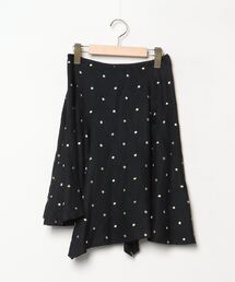 TSUMORI CHISATO ツモリチサト フリル フレアスカート 黒 ハート ツモリチサトTSUMORI CHISATO キュプラナイロンプリーツ切替