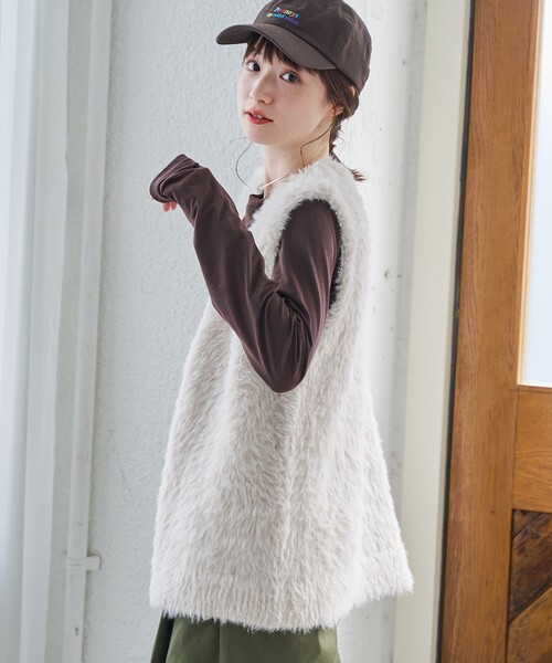 coen（コーエン）の「フェザーヤーンニットベスト（ベスト・レディース・ダークグレー/ベージュ/ナチュラル・FREE）」の5枚目の写真