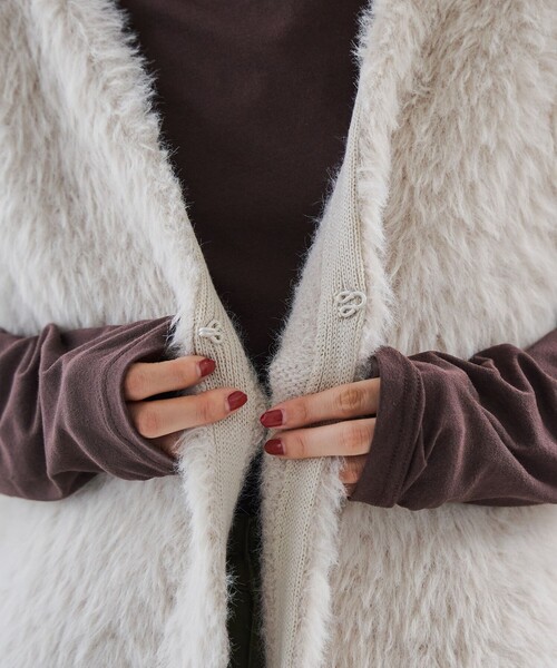 coen（コーエン）の「フェザーヤーンニットベスト（ベスト・レディース・ダークグレー/ベージュ/ナチュラル・FREE）」の7枚目の写真