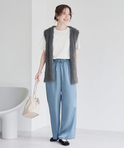 coen（コーエン）の「フェザーヤーンニットベスト（ベスト・レディース・ダークグレー/ベージュ/ナチュラル・FREE）」の14枚目の写真