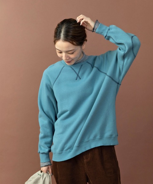 PAR ICI（パーリッシィ）の「リサイクルコットン裏毛スウェット（スウェット・レディース・グリーン/イエロー/サックスブルー/アイボリー/ネイビー/グレー/ボルドー・FREE）」の10枚目の写真