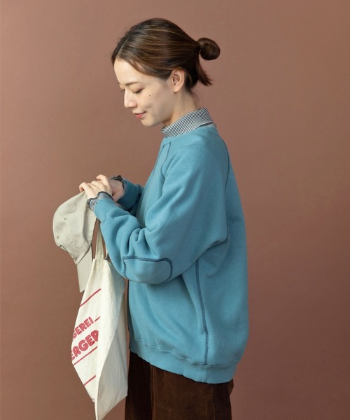 PAR ICI（パーリッシィ）の「リサイクルコットン裏毛スウェット（スウェット・レディース・グリーン/イエロー/サックスブルー/アイボリー/ネイビー/グレー/ボルドー・FREE）」の12枚目の写真