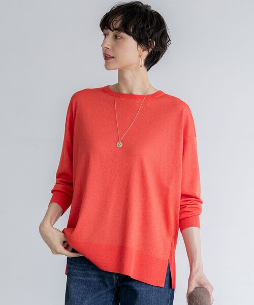 23区 L(ニジュウサンクオオキイサイズ)の「【洗える】オータムシャイニー リラクシー ニット(ニット/セーター・レディース・グレー系/ベージュ系/オレンジ系/サックスブルー系/ブラック系・44/46)」の5枚目の写真