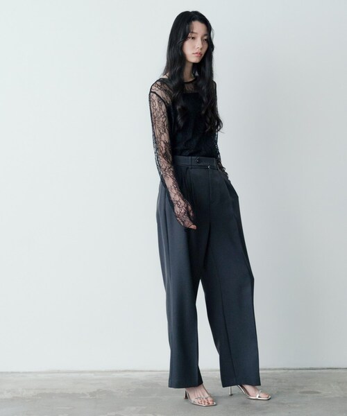 GALLEST（ギャレスト）の「レースストレッチカットソー（Tシャツ/カットソー・レディース・ブラック/オフホワイト・38）」の5枚目の写真