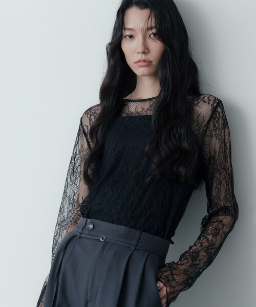 GALLEST（ギャレスト）の「レースストレッチカットソー（Tシャツ/カットソー・レディース・ブラック/オフホワイト・38）」の6枚目の写真