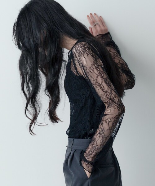 GALLEST（ギャレスト）の「レースストレッチカットソー（Tシャツ/カットソー・レディース・ブラック/オフホワイト・38）」の8枚目の写真