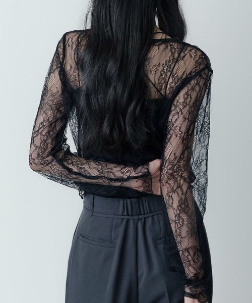 GALLEST（ギャレスト）の「レースストレッチカットソー（Tシャツ/カットソー・レディース・ブラック/オフホワイト・38）」の9枚目の写真