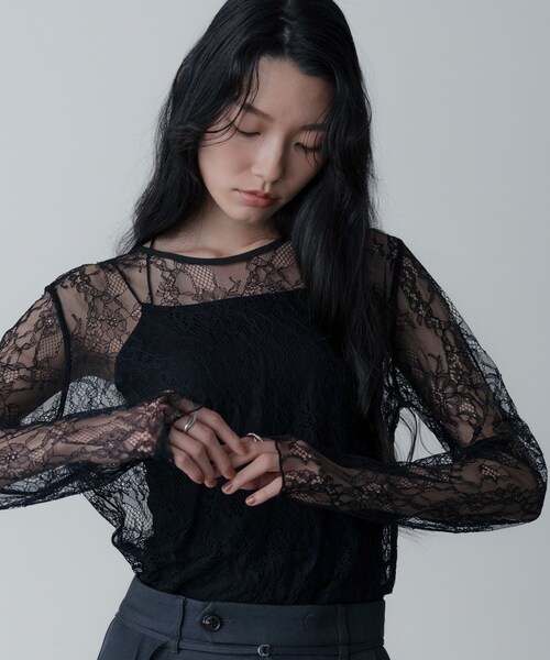 GALLEST（ギャレスト）の「レースストレッチカットソー（Tシャツ/カットソー・レディース・ブラック/オフホワイト・38）」の10枚目の写真