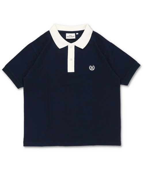 SPINNS（スピンズ）の「短丈ポロシャツ/エンブレム風ワンポイントロゴ/ショート丈（ポロシャツ・メンズ・ブラック/グレー/ネイビー/ホワイト/ブラック×ホワイト/ネイビー×ホワイト・ONESIZE）」の6枚目の写真