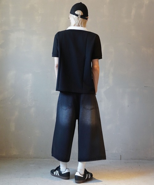 SPINNS（スピンズ）の「短丈ポロシャツ/エンブレム風ワンポイントロゴ/ショート丈（ポロシャツ・メンズ・ブラック/グレー/ネイビー/ホワイト/ブラック×ホワイト/ネイビー×ホワイト・ONESIZE）」の19枚目の写真