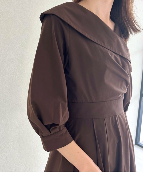 31 Sons de mode（トランテアン　ソン　ドゥ　モード）の「2025秋冬新作 カシュクールワンピース（ワンピース・レディース・グレイッシュベージュ/ブラウン/オフホワイト・S/M）」の12枚目の写真