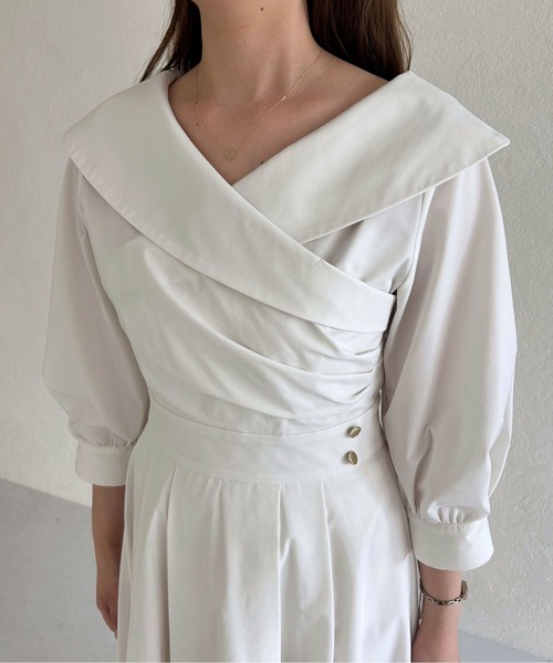 31 Sons de mode（トランテアン　ソン　ドゥ　モード）の「2025秋冬新作 カシュクールワンピース（ワンピース・レディース・グレイッシュベージュ/ブラウン/オフホワイト・S/M）」の19枚目の写真