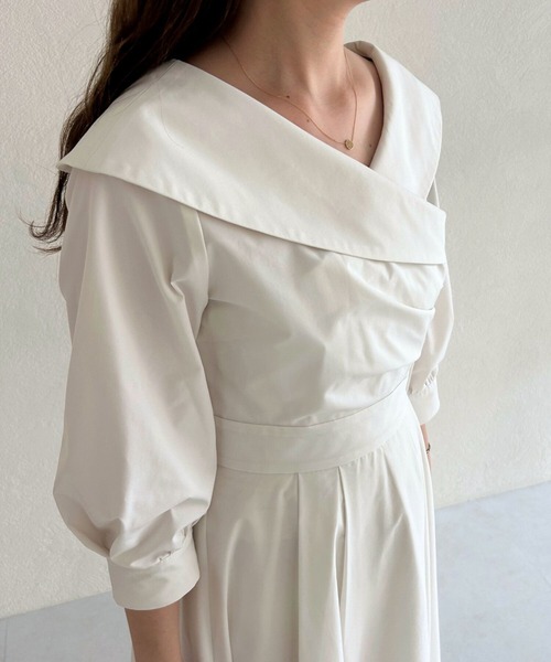 31 Sons de mode（トランテアン　ソン　ドゥ　モード）の「2025秋冬新作 カシュクールワンピース（ワンピース・レディース・グレイッシュベージュ/ブラウン/オフホワイト・S/M）」の20枚目の写真