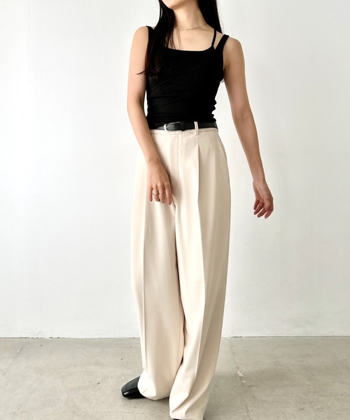 セール】カップ付き リブレイヤードキャミブラトップ（キャミソール