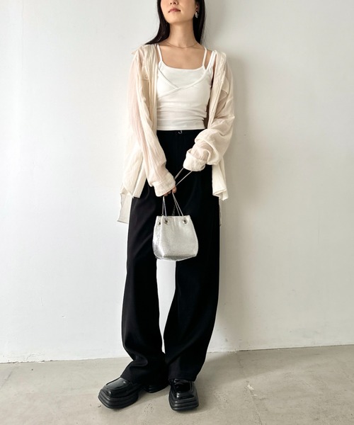 セール】カップ付き リブレイヤードキャミブラトップ（キャミソール