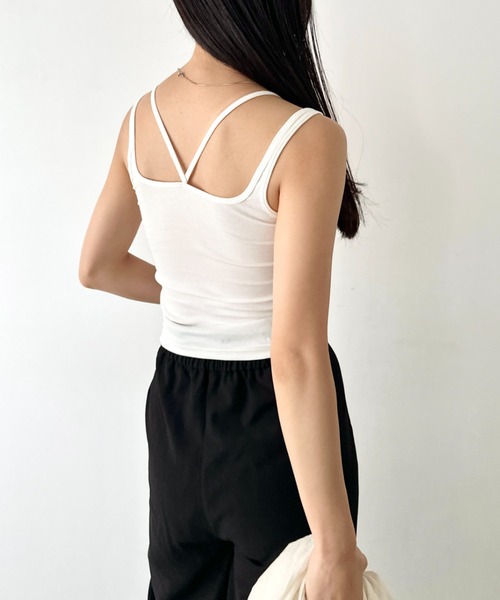 セール】カップ付き リブレイヤードキャミブラトップ（キャミソール