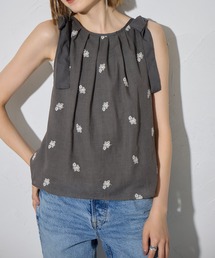 each | フラワーエンブロイダリーショルダーリボンノースリブラウス【セットアップ対応】(シャツ/ブラウス)